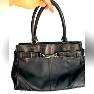 Coach Hamptons Bag, Black Cowhide Leather